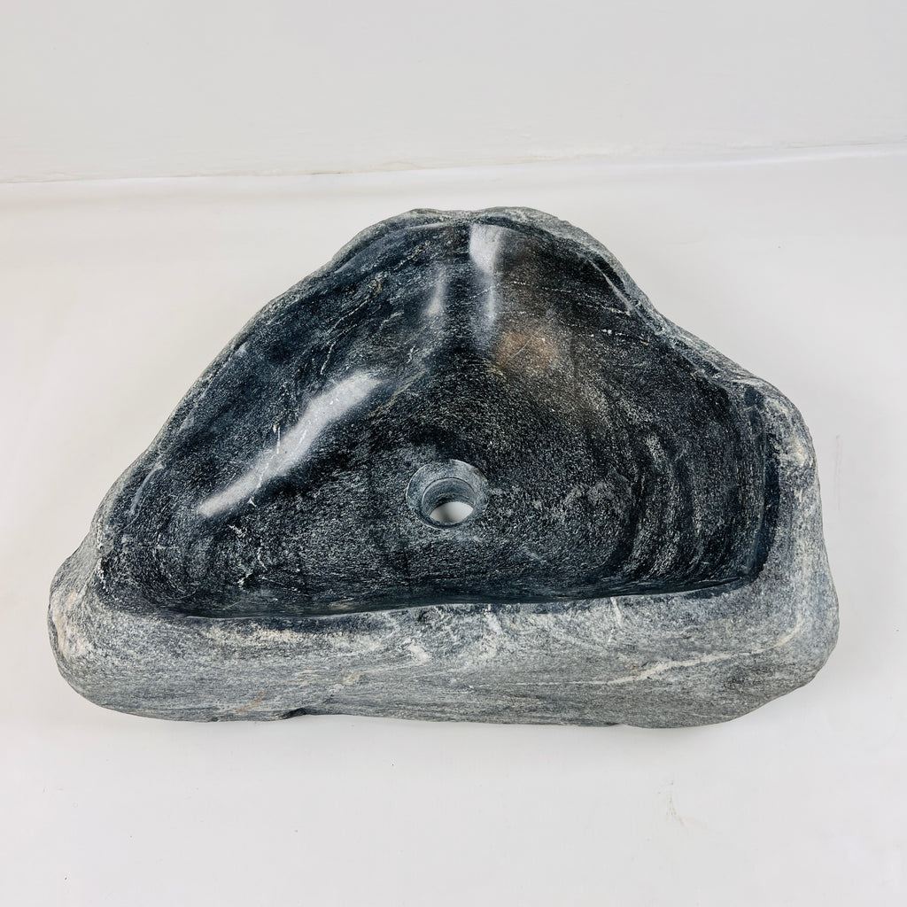 Deep Grey Rippled River Stone Sink