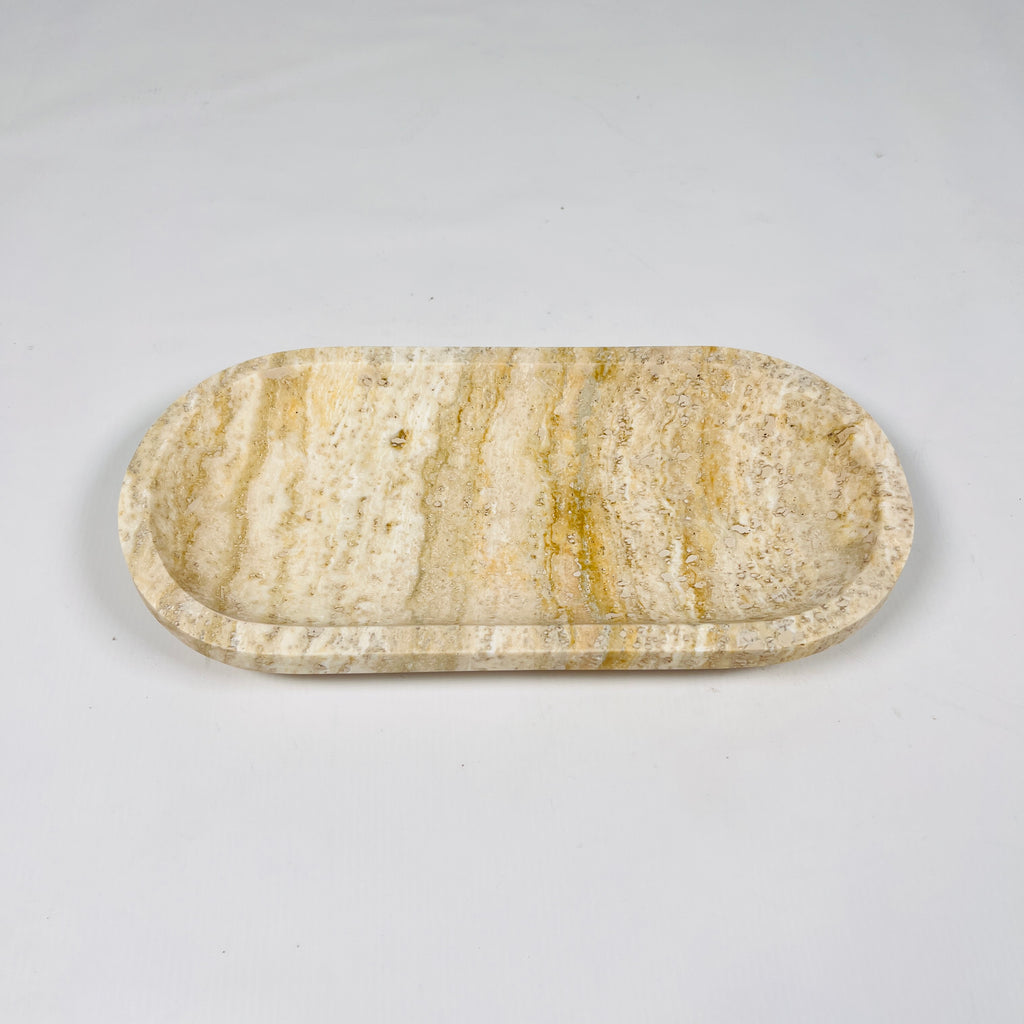 Beige Oval Travertine Tray