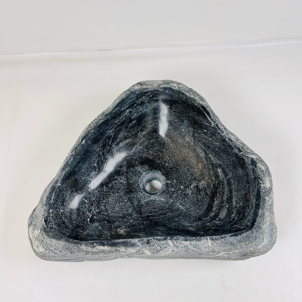 Deep Grey Rippled River Stone Sink