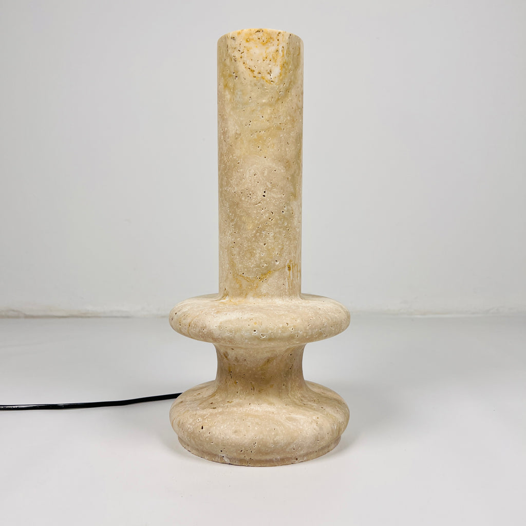 Double Ringed Bottom Travertine Table Lamp