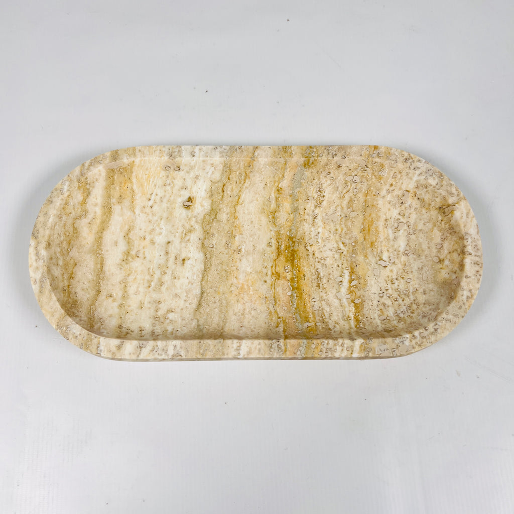 Beige Oval Travertine Tray