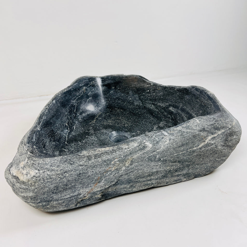 Deep Grey Rippled River Stone Sink