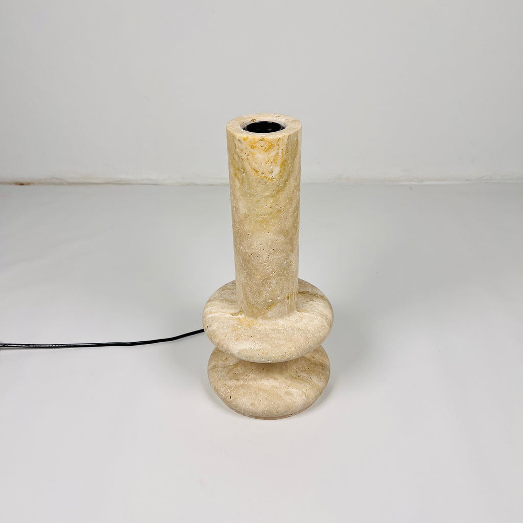 Double Ringed Bottom Travertine Table Lamp