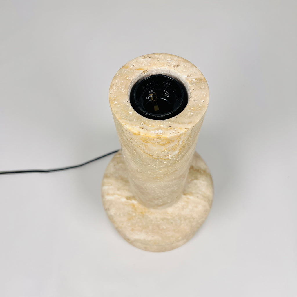 Double Ringed Bottom Travertine Table Lamp