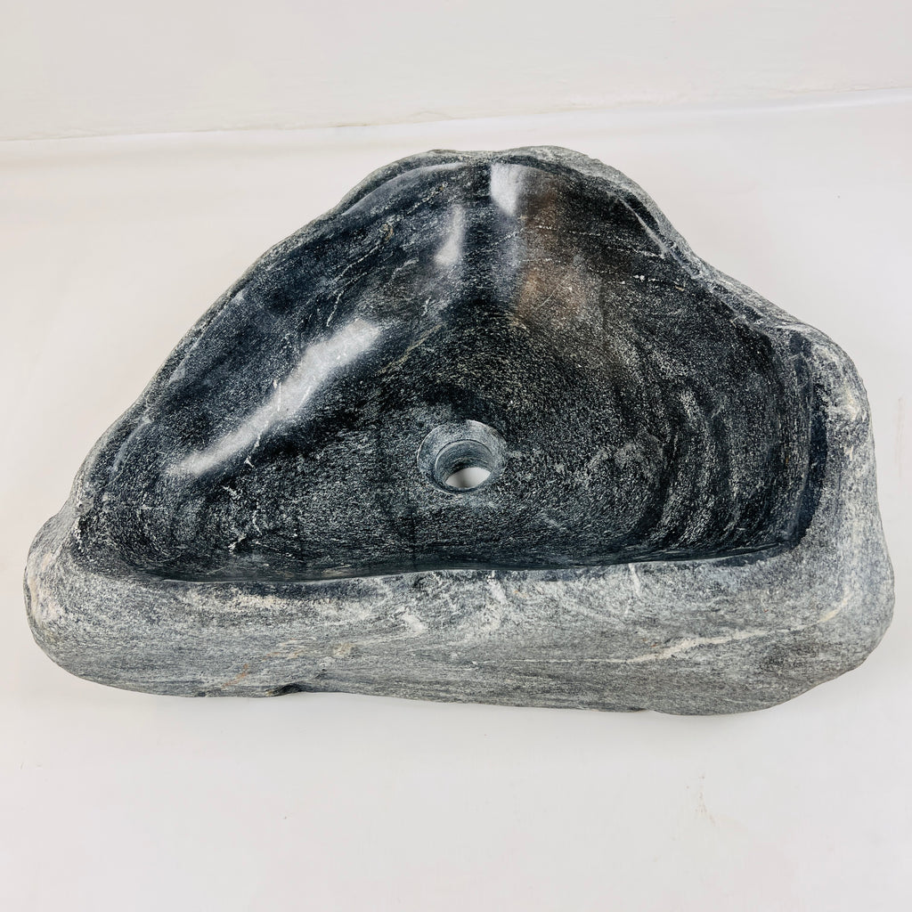 Deep Grey Rippled River Stone Sink