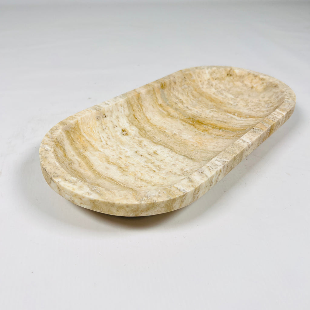 Beige Oval Travertine Tray