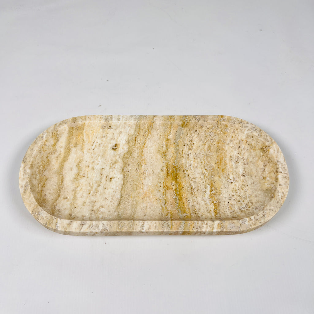 Beige Oval Travertine Tray