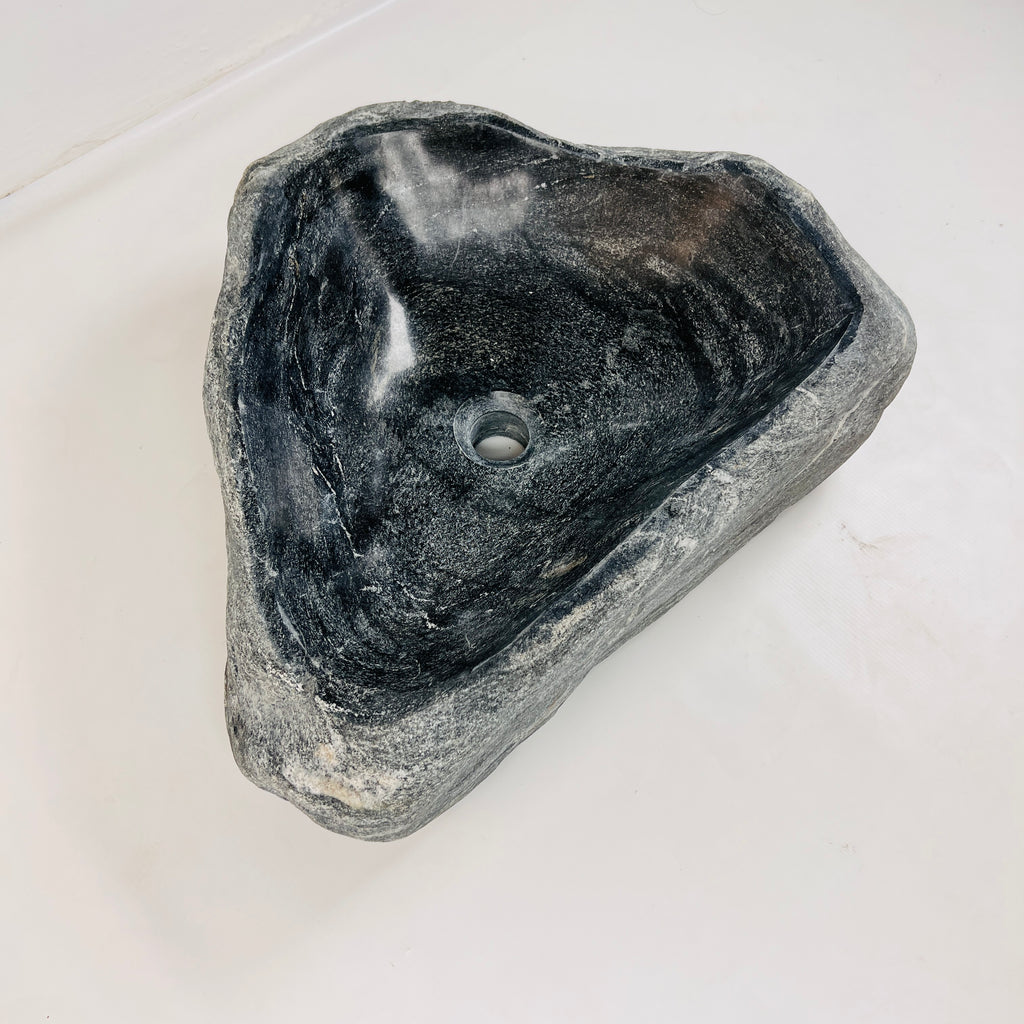 Deep Grey Rippled River Stone Sink