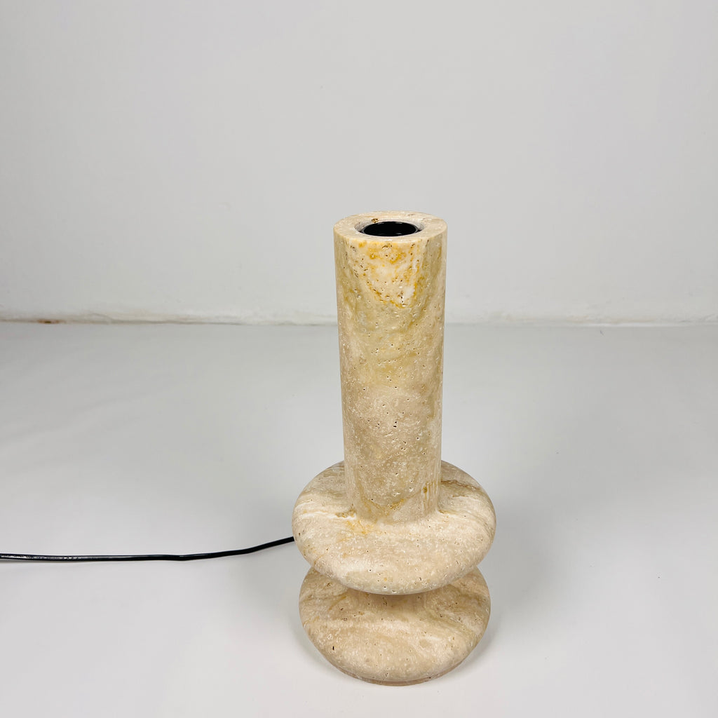 Double Ringed Bottom Travertine Table Lamp