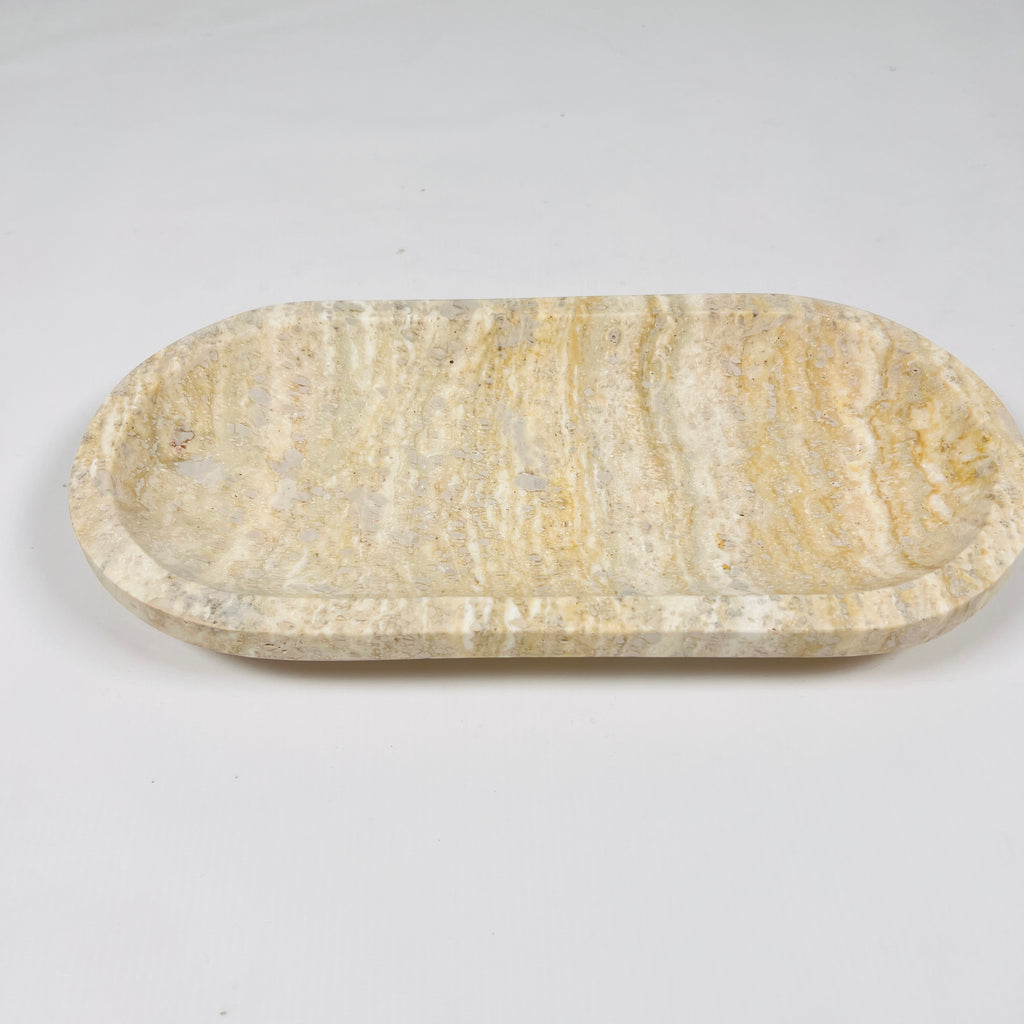 Beige Oval Travertine Tray