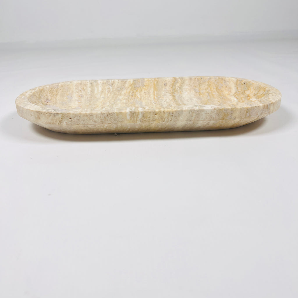 Beige Oval Travertine Tray