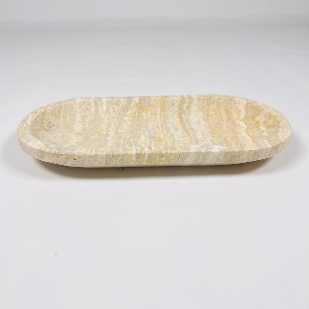 Beige Oval Travertine Tray