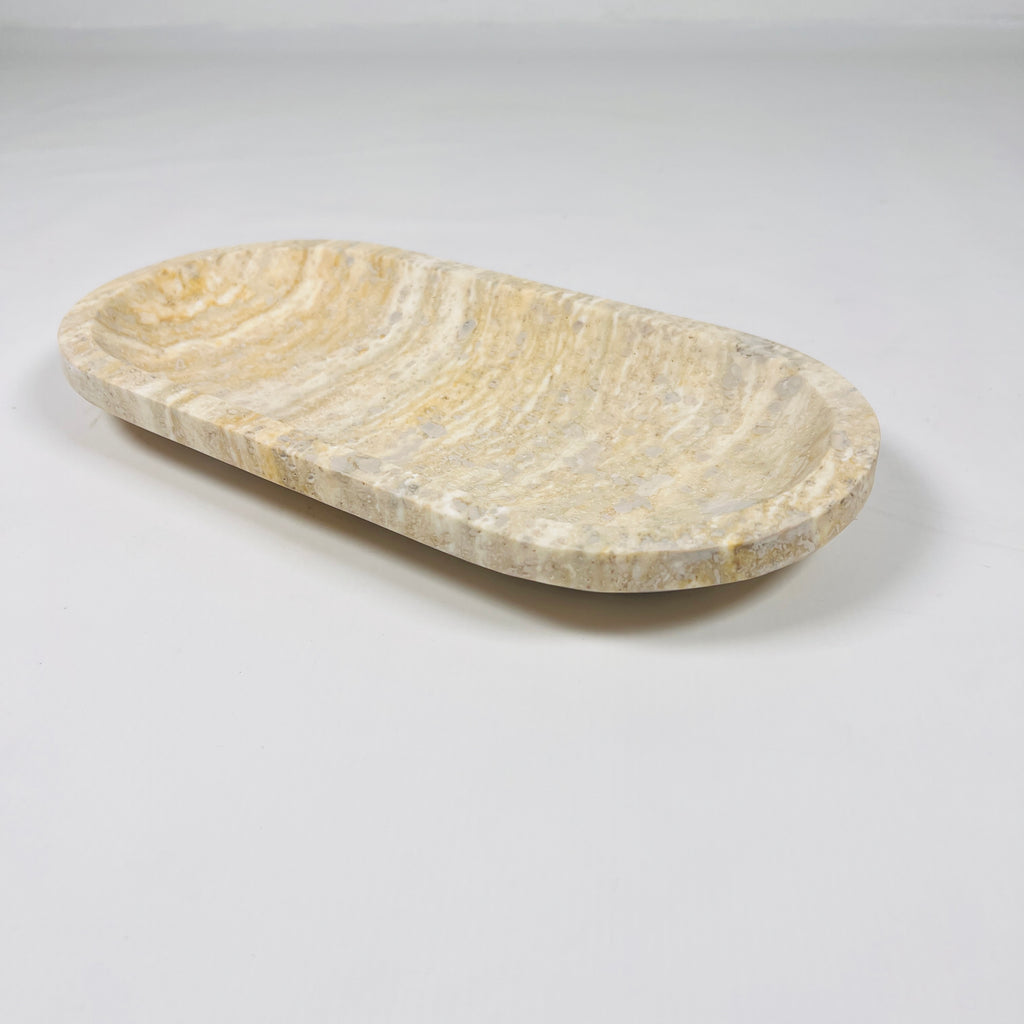 Beige Oval Travertine Tray