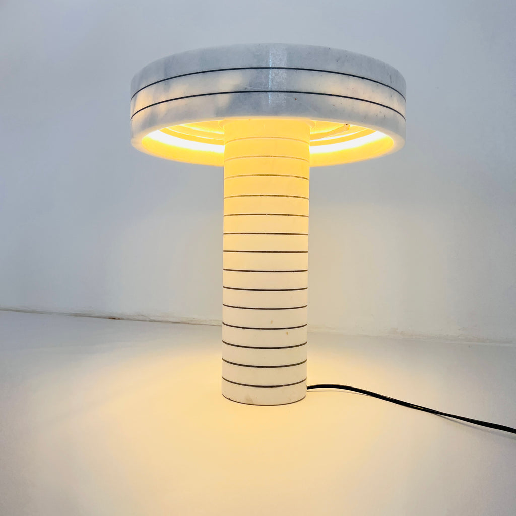 Halo Pinstriped Marble Table Lamp