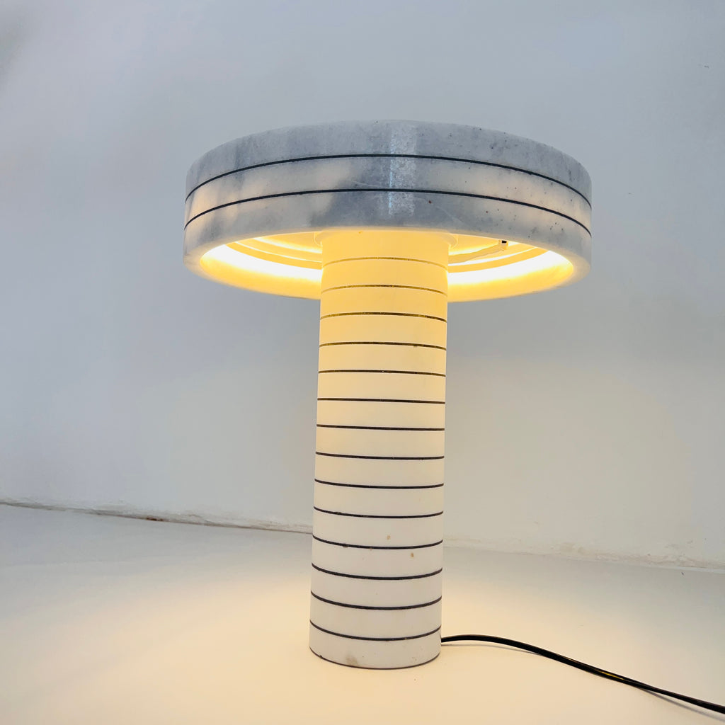 Halo Pinstriped Marble Table Lamp