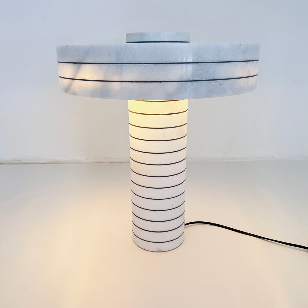 Halo Pinstriped Marble Table Lamp