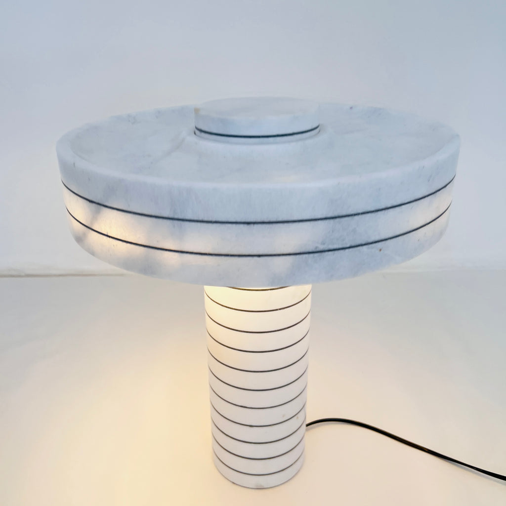 Halo Pinstriped Marble Table Lamp