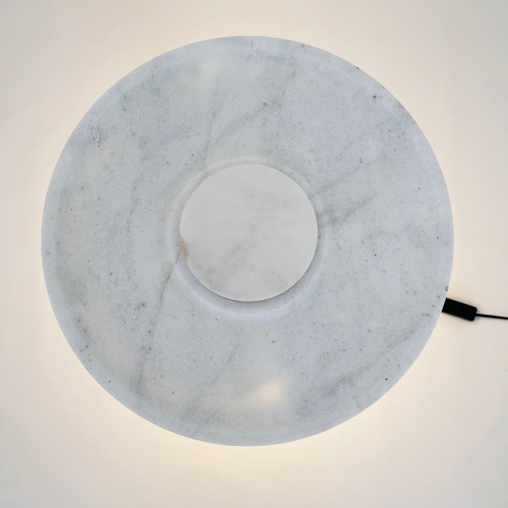 Halo Pinstriped Marble Table Lamp