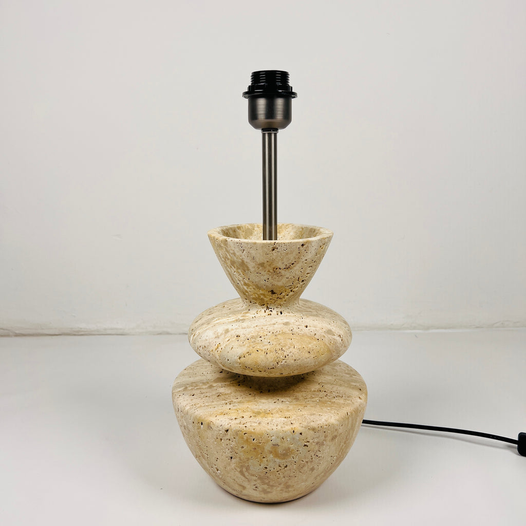 Pot Bottom Travertine Table Lamp