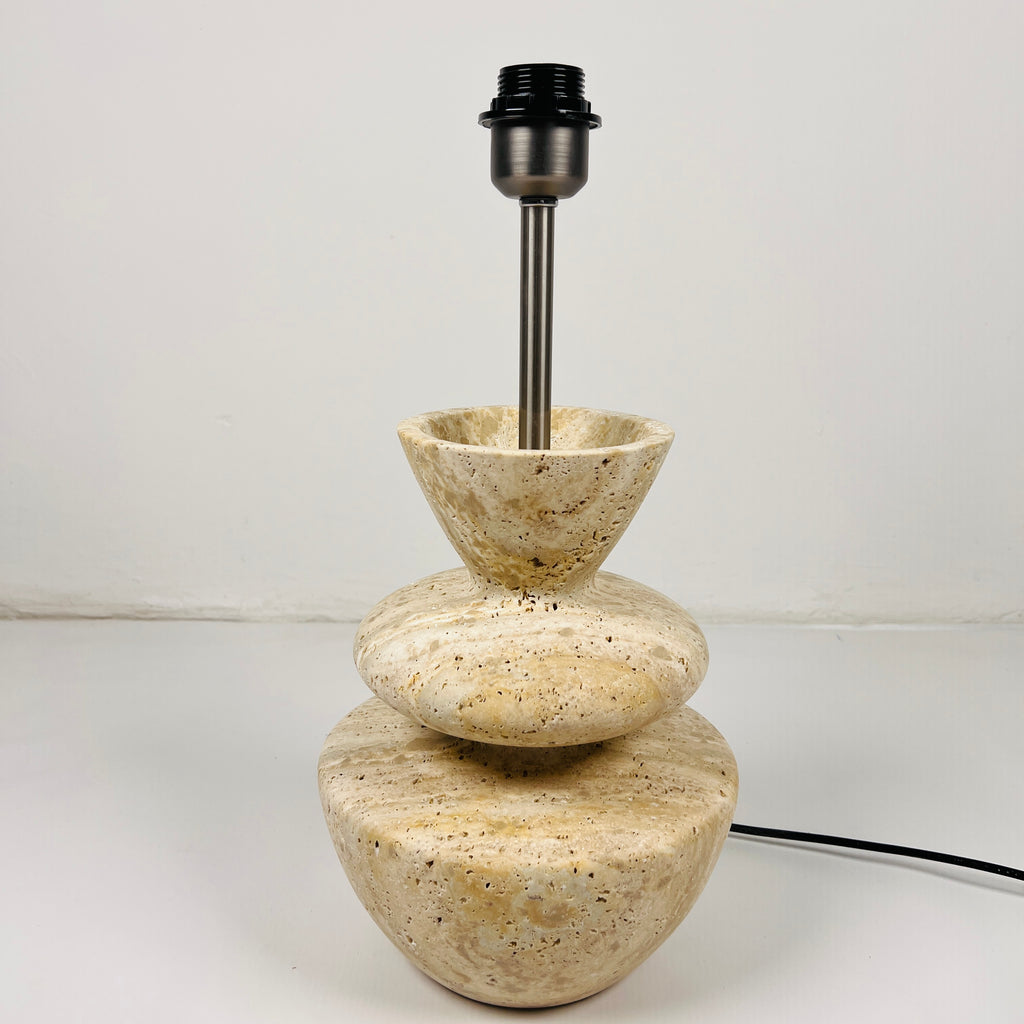 Pot Bottom Travertine Table Lamp