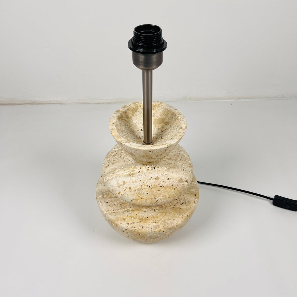 Pot Bottom Travertine Table Lamp