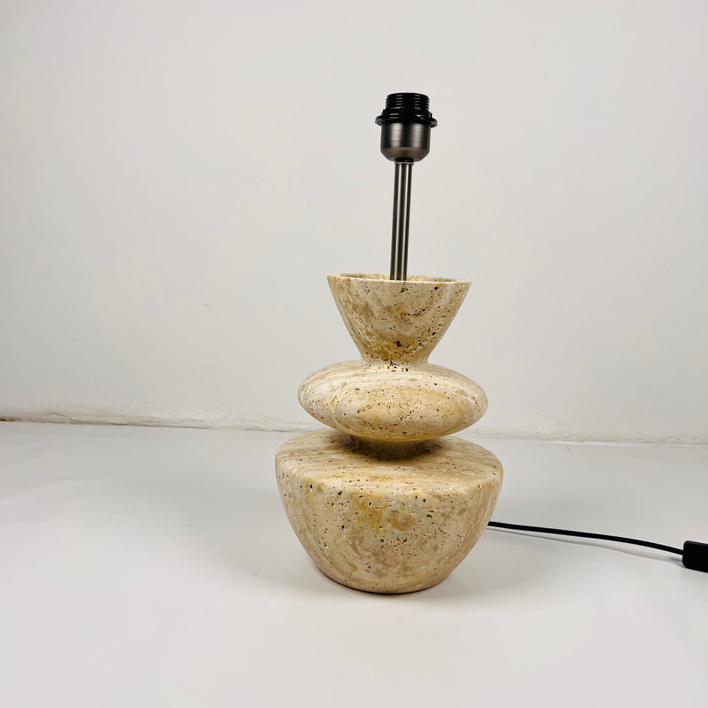 Pot Bottom Travertine Table Lamp