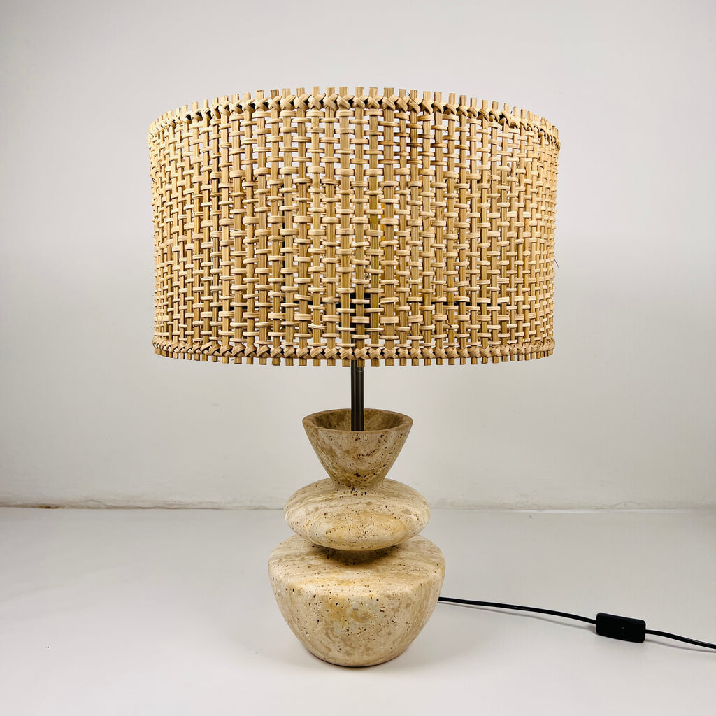 Pot Bottom Travertine Table Lamp