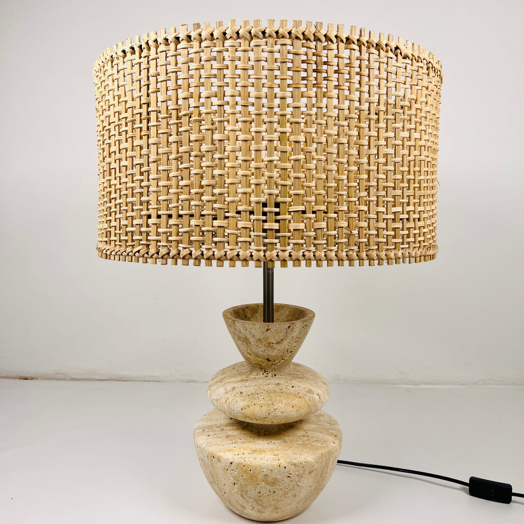 Pot Bottom Travertine Table Lamp