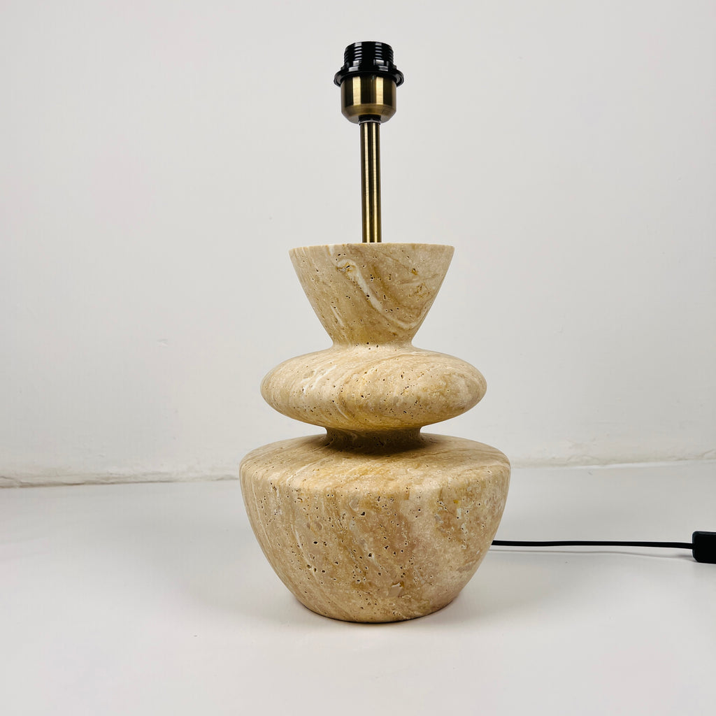 Pot Bottom Travertine Table Lamp