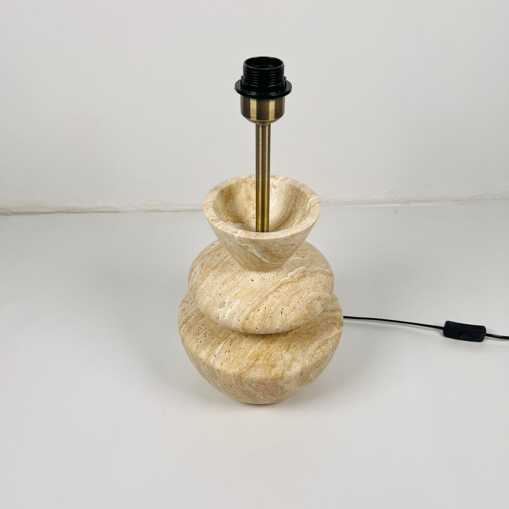 Pot Bottom Travertine Table Lamp