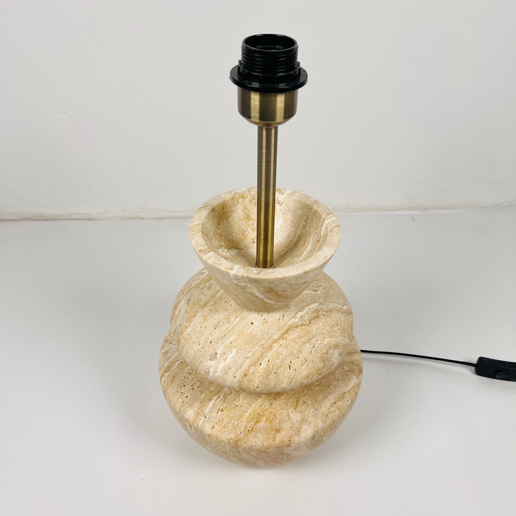 Pot Bottom Travertine Table Lamp