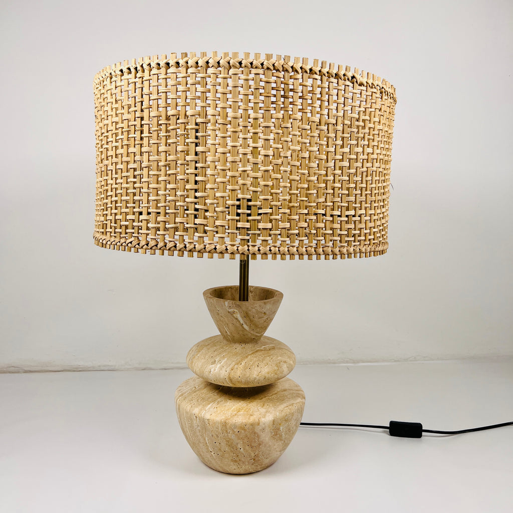 Pot Bottom Travertine Table Lamp