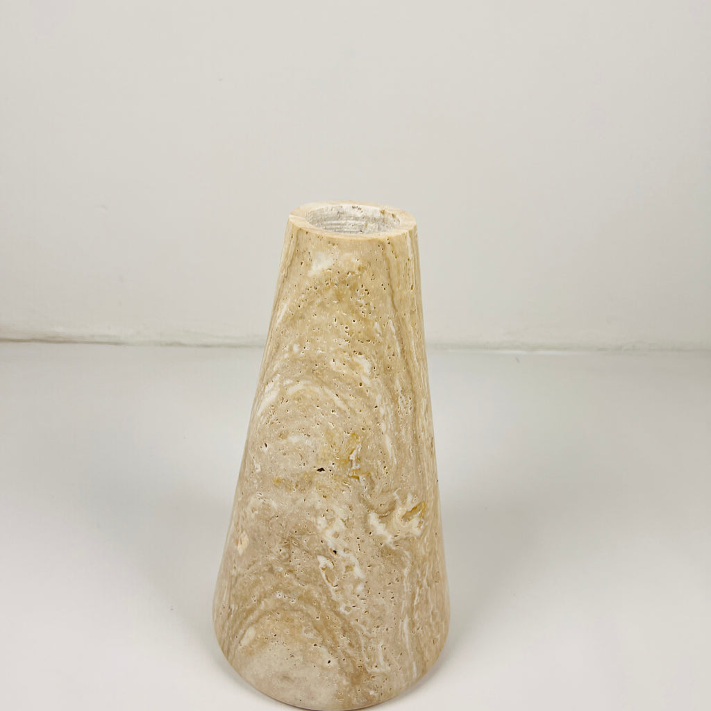 Beige Funnel Travertine Vase