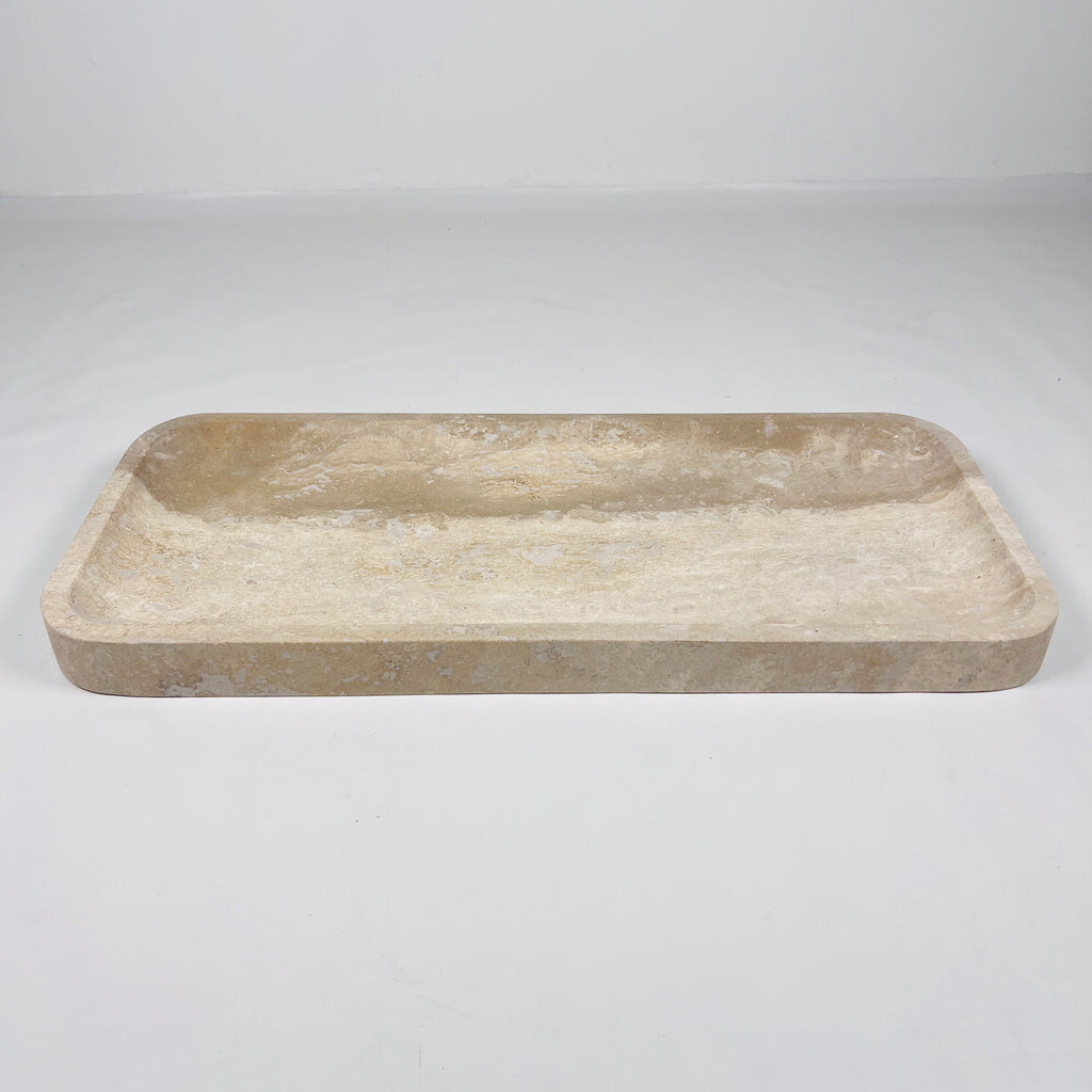 Beige Rectangle Travertine Tray