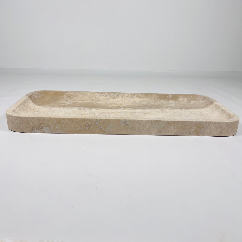 Beige Rectangle Travertine Tray