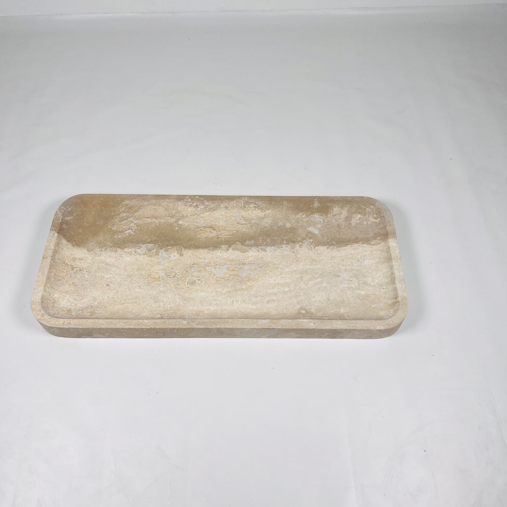 Beige Rectangle Travertine Tray