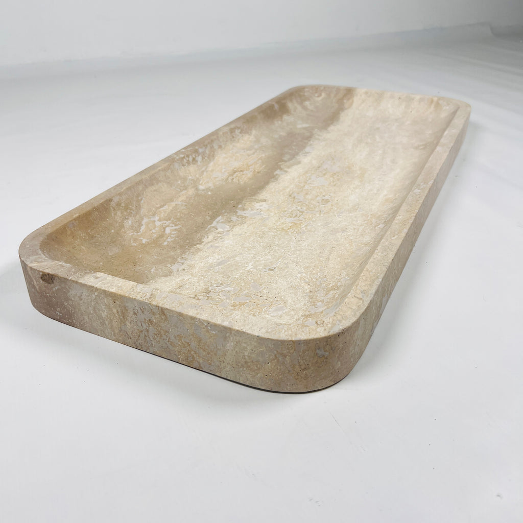 Beige Rectangle Travertine Tray