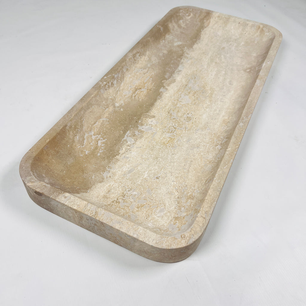 Beige Rectangle Travertine Tray