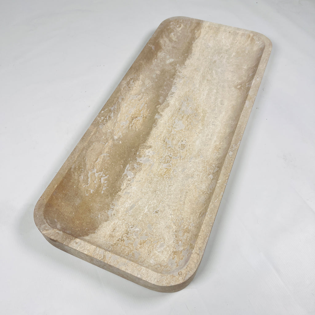 Beige Rectangle Travertine Tray