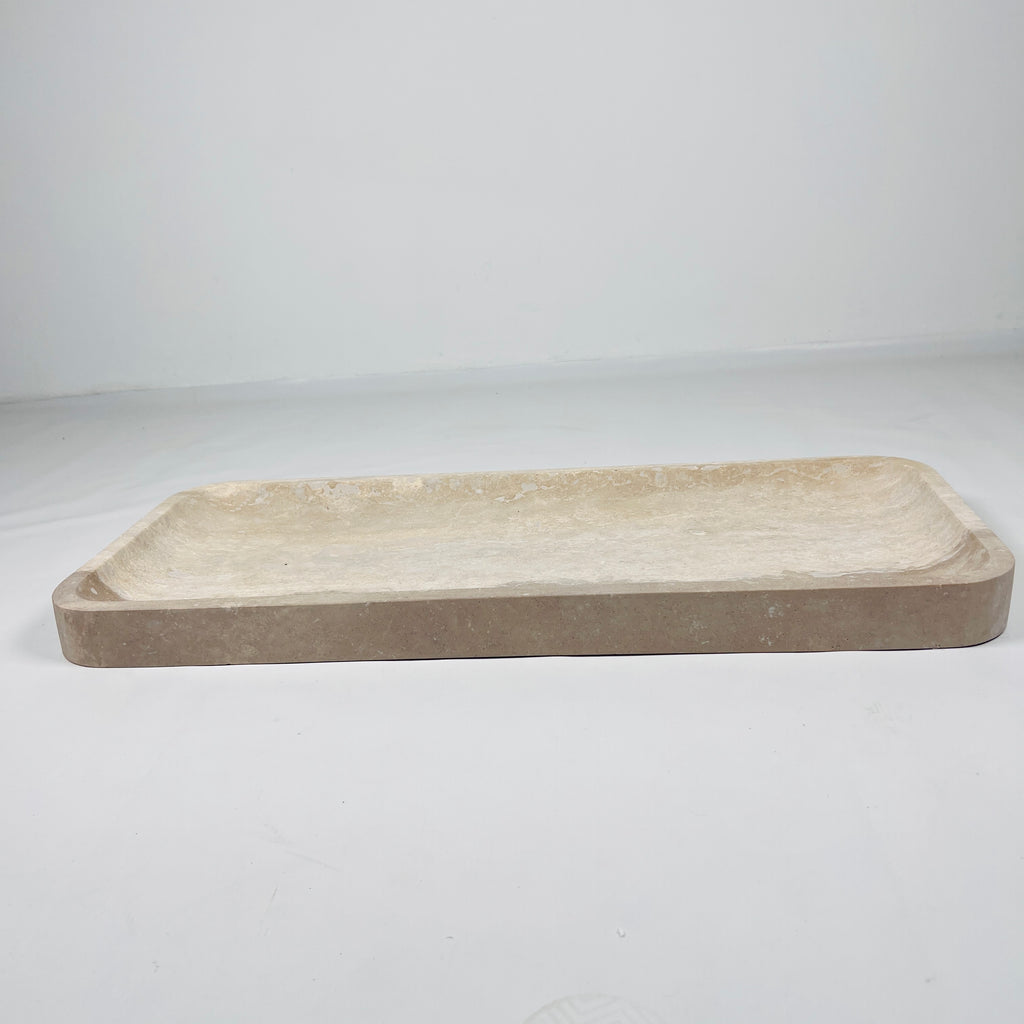 Beige Rectangle Travertine Tray