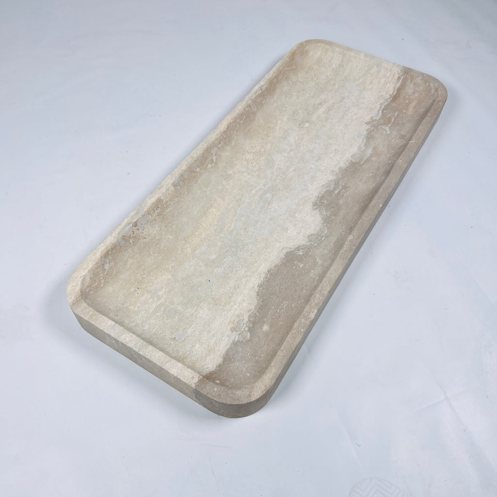 Beige Rectangle Travertine Tray