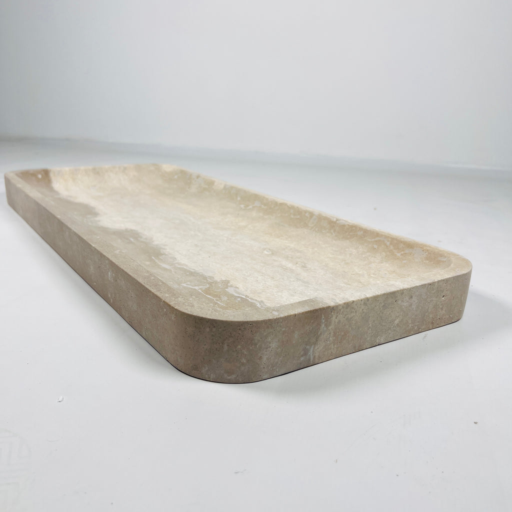 Beige Rectangle Travertine Tray