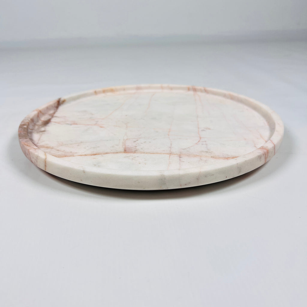 White With Red Veins Marble Plate