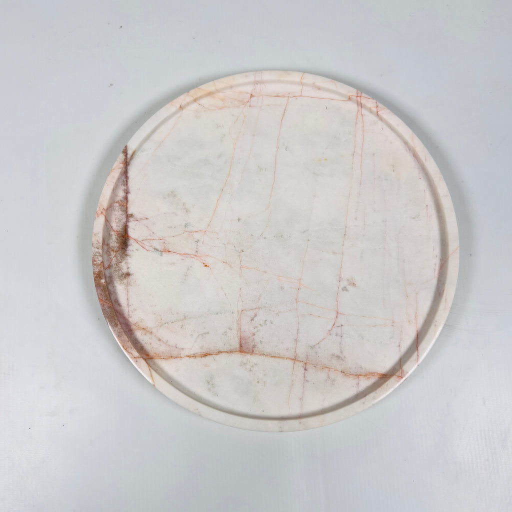 White With Red Veins Marble Plate