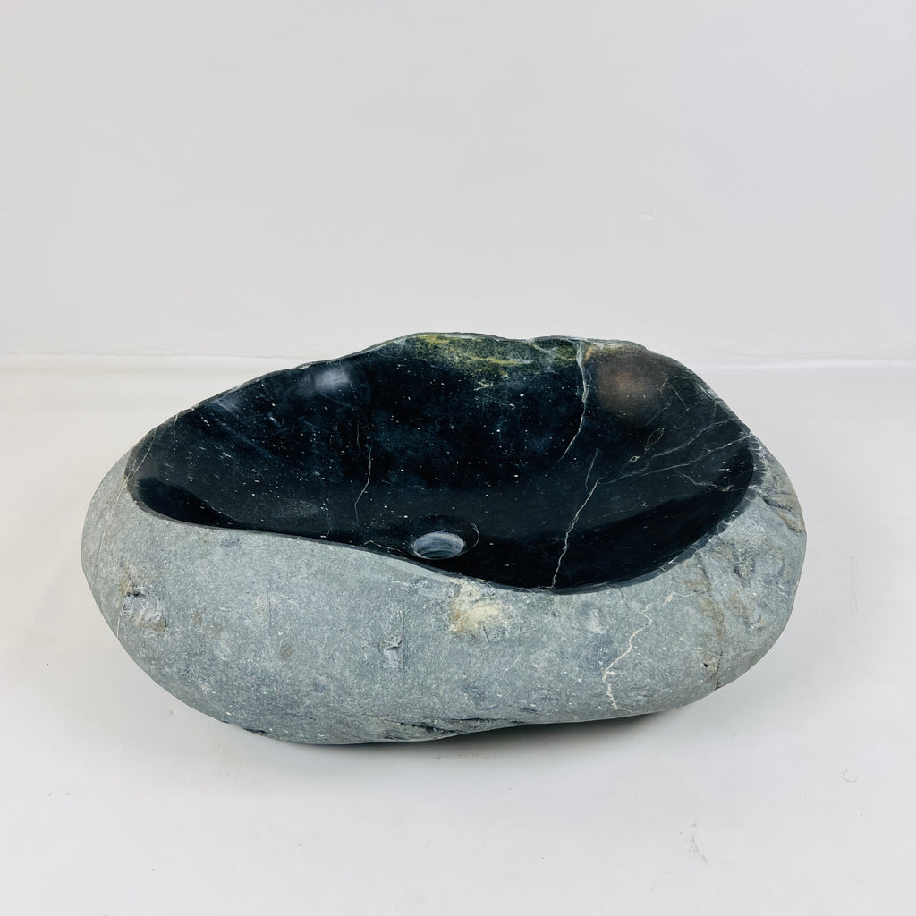 Lime Green Marked Black River Stone Sink