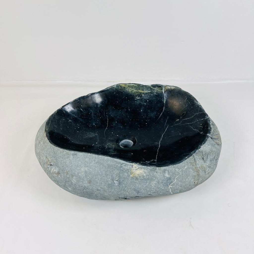 Lime Green Marked Black River Stone Sink