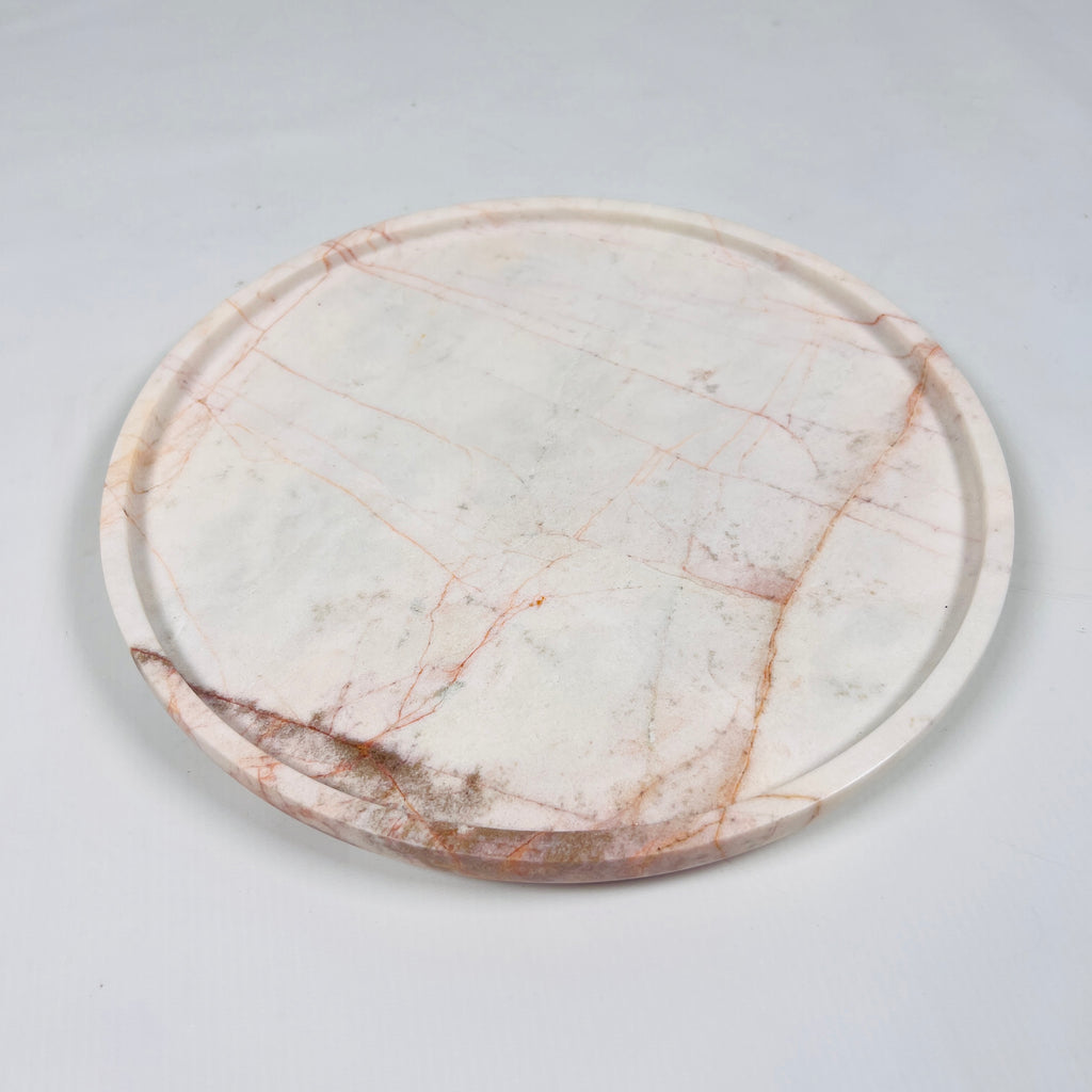 White With Red Veins Marble Plate