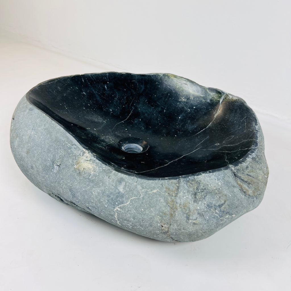 Lime Green Marked Black River Stone Sink