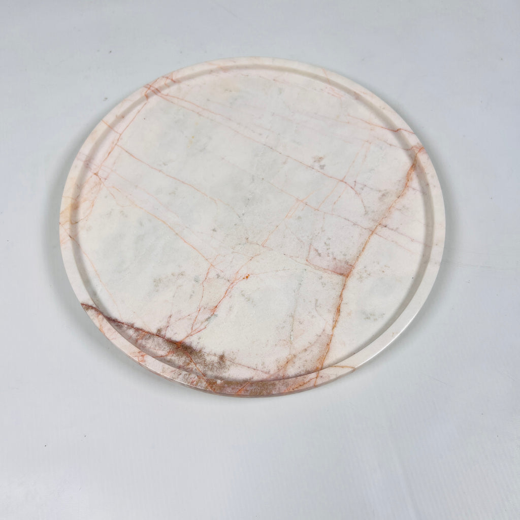 White With Red Veins Marble Plate