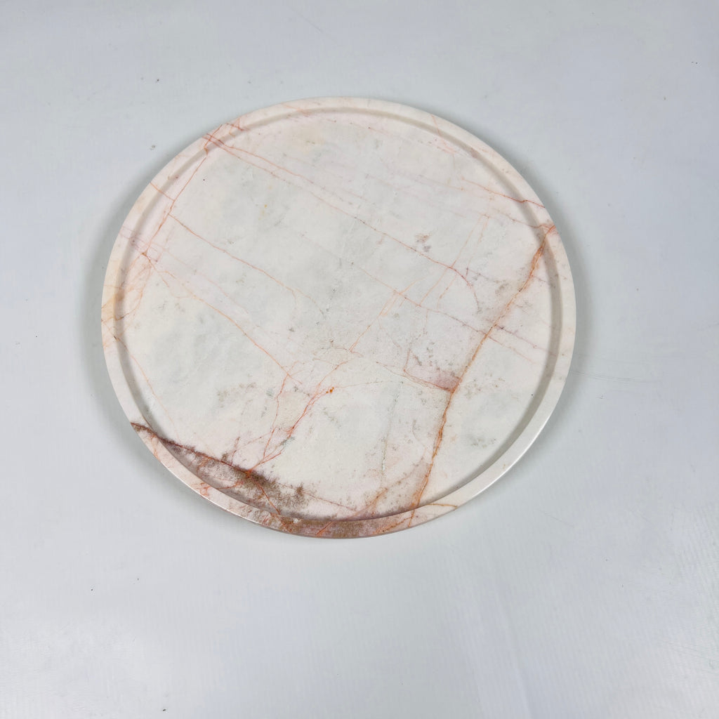 White With Red Veins Marble Plate